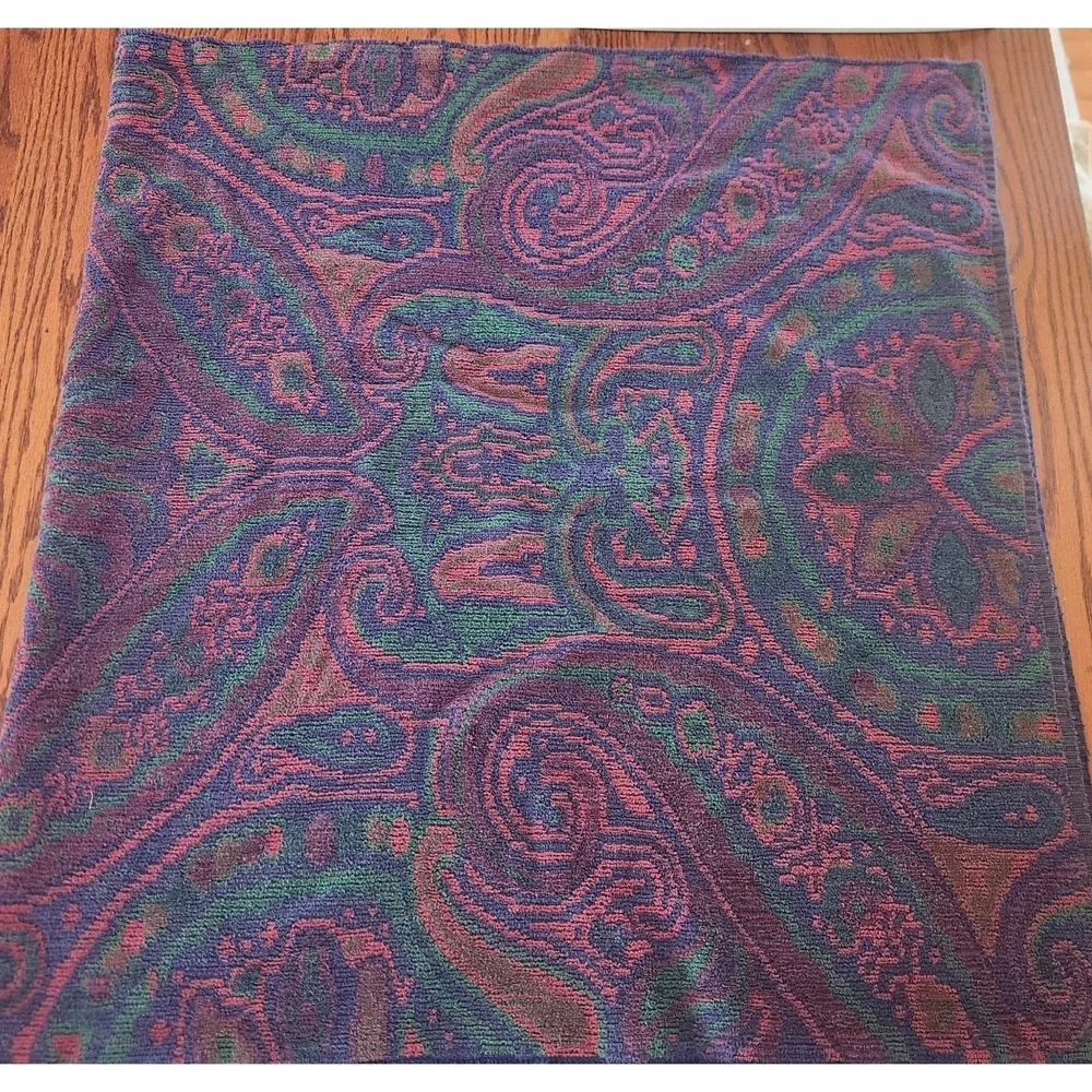 Ralph Lauren Bath Towel Paisley‎ vintage Medallion burgundy Blue Green Cotton